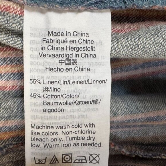 Madewell Side-Button Huston Pull-On Crop Pants in Blue Vintage Rainbow Stripe - Picture 11 of 14